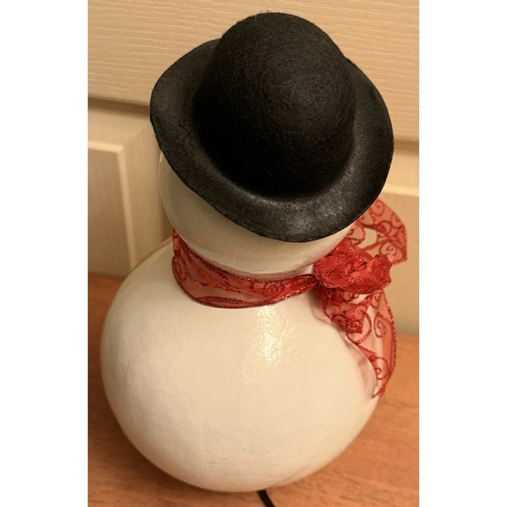 Vtg‎ Light Up Snowman Gourd W/ Crab Wearing Santa Hat Cut Out Hand Painted 12